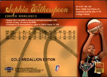 1999 Ultra WNBA - Gold Medallion #80G Sophia Witherspoon Back