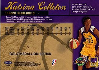 1999 Ultra WNBA - Gold Medallion #86G Katrina Colleton Back