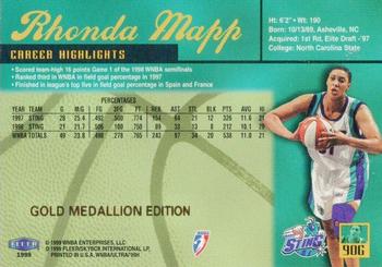 1999 Ultra WNBA - Gold Medallion #90G Rhonda Mapp Back