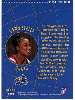 1999 Ultra WNBA - World Premiere #2 Dawn Staley Back