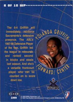 1999 Ultra WNBA - World Premiere #6 Yolanda Griffith Back