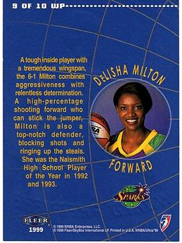 1999 Ultra WNBA - World Premiere #9 DeLisha Milton Back