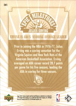 1998-99 Upper Deck Century Legends - Epic Milestones #EM5 Julius Erving Back