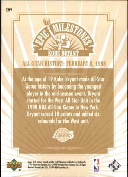 1998-99 Upper Deck Century Legends - Epic Milestones #EM9 Kobe Bryant Back