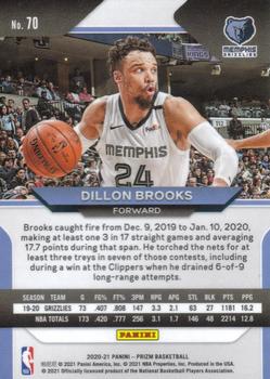 2020-21 Panini Prizm #70 Dillon Brooks Back