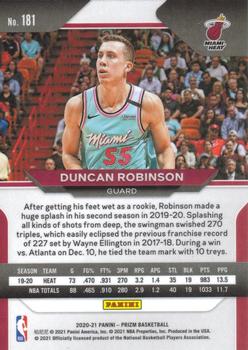 2020-21 Panini Prizm #181 Duncan Robinson Back