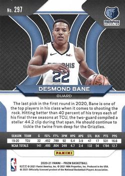 2020-21 Panini Prizm #297 Desmond Bane Back