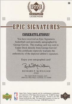 1998-99 Upper Deck Century Legends - Epic Signatures #GG George Gervin Back