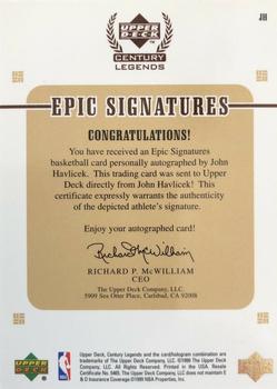 1998-99 Upper Deck Century Legends - Epic Signatures Century #JH John Havlicek Back