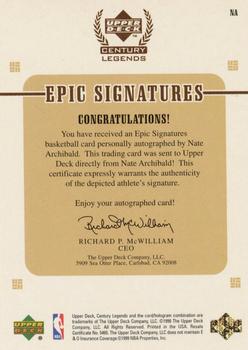 1998-99 Upper Deck Century Legends - Epic Signatures Century #NA Nate Archibald Back
