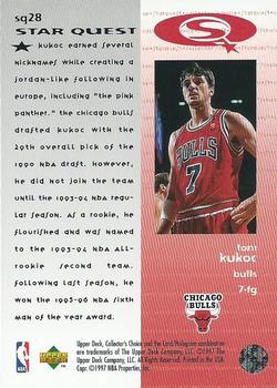 1997-98 Collector's Choice - StarQuest #SQ28 Toni Kukoc Back