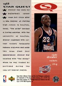 1997-98 Collector's Choice - StarQuest #SQ68 Clyde Drexler Back