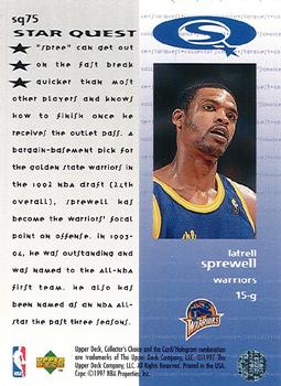 1997-98 Collector's Choice - StarQuest #SQ75 Latrell Sprewell Back
