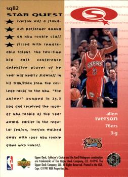 1997-98 Collector's Choice - StarQuest #SQ82 Allen Iverson Back