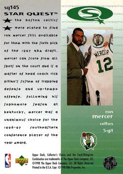 1997-98 Collector's Choice - StarQuest #SQ145 Ron Mercer Back