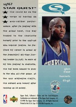 1997-98 Collector's Choice - StarQuest #SQ167 Glen Rice Back