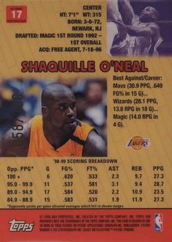 1999-00 Bowman's Best - Atomic Refractors #17 Shaquille O'Neal Back