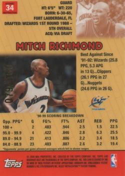 1999-00 Bowman's Best - Atomic Refractors #34 Mitch Richmond Back