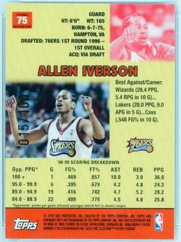 1999-00 Bowman's Best - Atomic Refractors #75 Allen Iverson Back