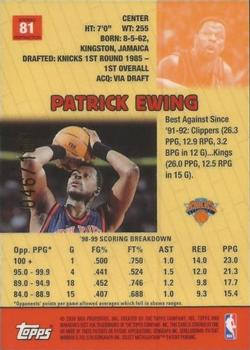 1999-00 Bowman's Best - Atomic Refractors #81 Patrick Ewing Back