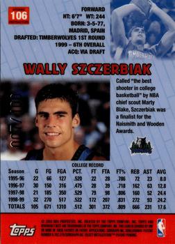 1999-00 Bowman's Best - Atomic Refractors #106 Wally Szczerbiak Back