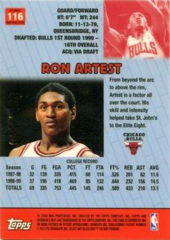 1999-00 Bowman's Best - Atomic Refractors #116 Ron Artest Back