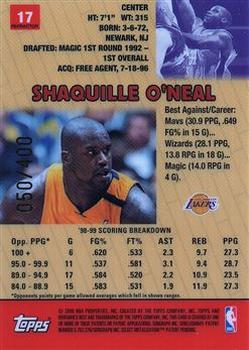 1999-00 Bowman's Best - Refractors #17 Shaquille O'Neal Back