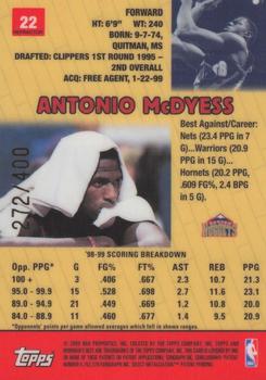 1999-00 Bowman's Best - Refractors #22 Antonio McDyess Back