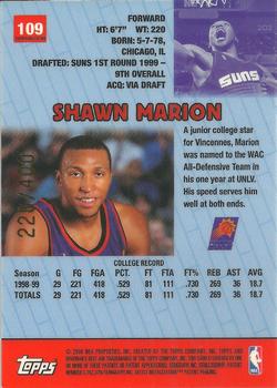 1999-00 Bowman's Best - Refractors #109 Shawn Marion Back