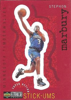 1997-98 Collector's Choice - Super Action Stick 'Ums #S16 Stephon Marbury Front