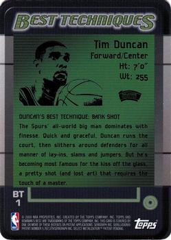 1999-00 Bowman's Best - Best Techniques #BT1 Tim Duncan Back