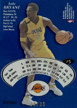 1999-00 E-X - Essential Credentials Future #25 Kobe Bryant Back