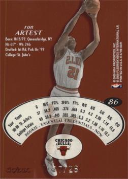 1999-00 E-X - Essential Credentials Now #86 Ron Artest Back