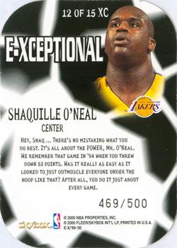 1999-00 E-X - E-Xceptional Green #12XC Shaquille O'Neal Back