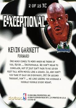 1999-00 E-X - E-Xceptional Red #2XC Kevin Garnett Back