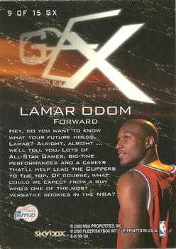 1999-00 E-X - Generation E-X #9GX Lamar Odom Back