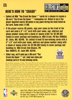 1997-98 Collector's Choice - You Crash the Game Scoring #C15 Glenn Robinson Back