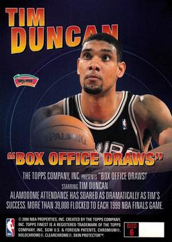 1999-00 Finest - Box Office Draws #BOD6 Tim Duncan Back