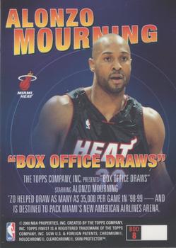 1999-00 Finest - Box Office Draws #BOD8 Alonzo Mourning Back