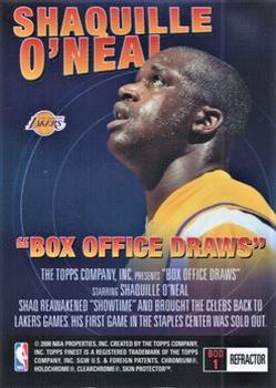 1999-00 Finest - Box Office Draws Refractors #BOD1 Shaquille O'Neal Back