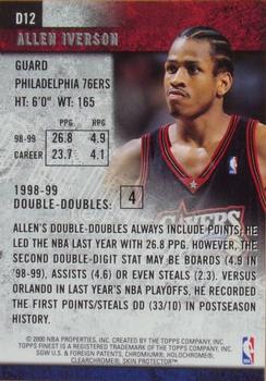 1999-00 Finest - Double Double #D12 Allen Iverson Back