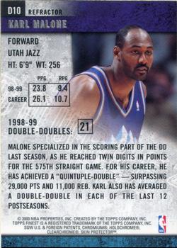 1999-00 Finest - Double Double Refractors #D10 Karl Malone Back
