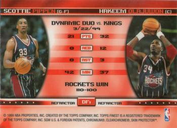 1999-00 Finest - Double Feature Dual Refractors #DF1 Hakeem Olajuwon / Scottie Pippen Back