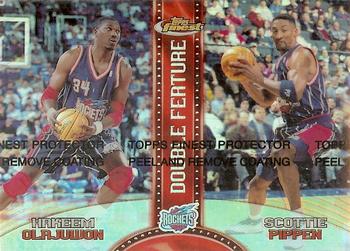 1999-00 Finest - Double Feature Dual Refractors #DF1 Hakeem Olajuwon / Scottie Pippen Front