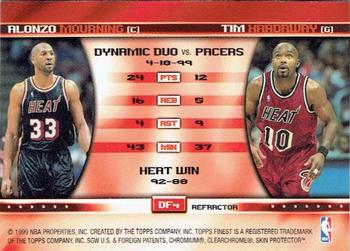 1999-00 Finest - Double Feature Left Refractors #DF4 Alonzo Mourning / Tim Hardaway Back