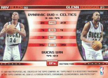 1999-00 Finest - Double Feature Left Refractors #DF5 Glenn Robinson / Ray Allen Back