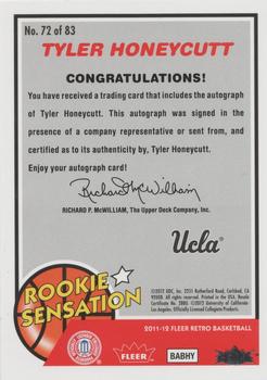 2011-12 Fleer Retro - Autographs #72 Tyler Honeycutt Back