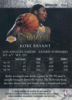 1999-00 Finest - Dunk Masters Refractors #DM1 Kobe Bryant Back