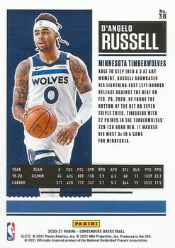 2020-21 Panini Contenders #38 D'Angelo Russell Back