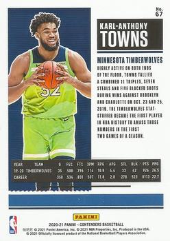 2020-21 Panini Contenders #67 Karl-Anthony Towns Back